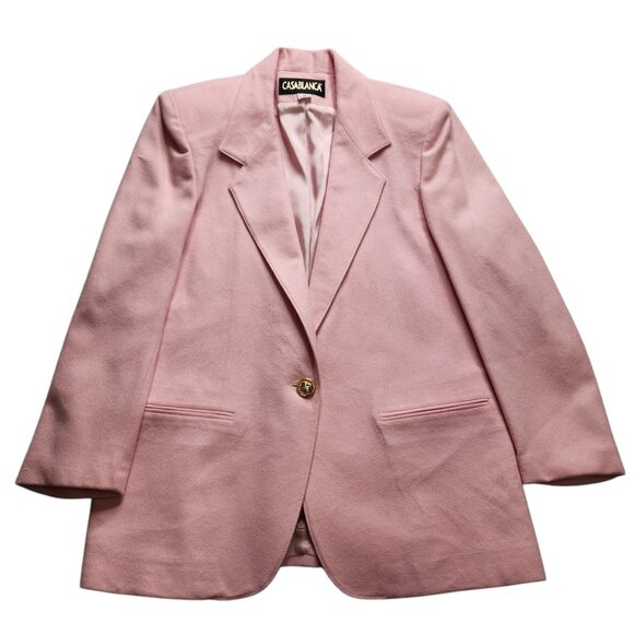 Casablanca Vintage Wool Pink Blazer Jacket SZ 10 Women’s With Shoulder Pads - Picture 1 of 8